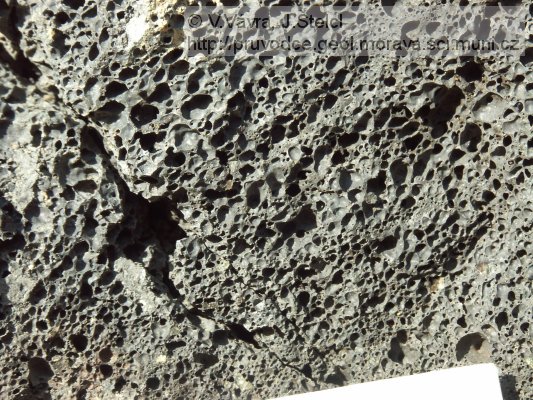 Uhlířský vrch: pórovitá textura vulkanické bomby