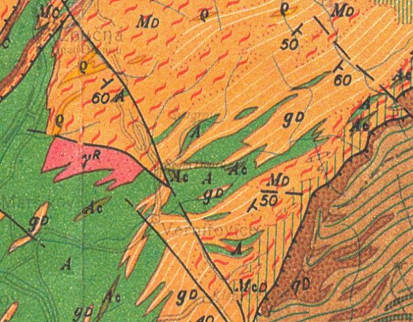 Hutisko - geologick mapa