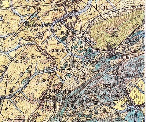 Mapa 2: geologická stavba okolí Kojetína