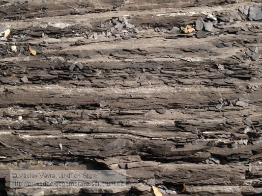 Ostravice: střídaní sedimentů různé zrnitosti