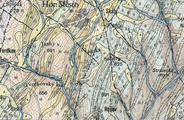 Rešovský vodopád: geologická mapa
